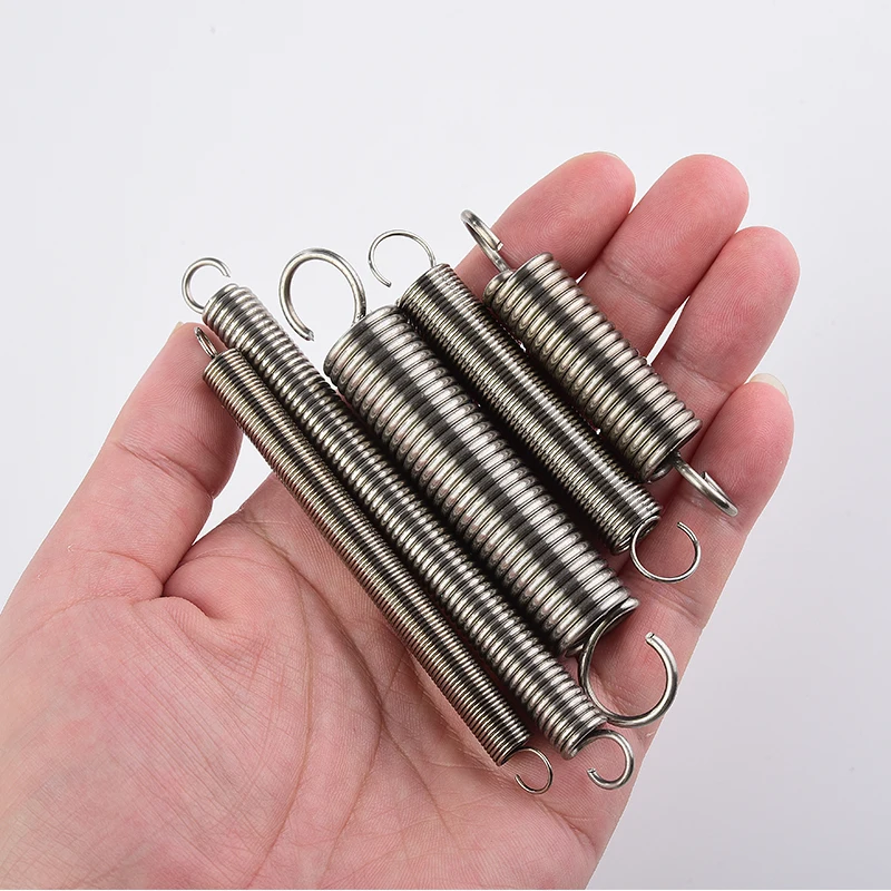 304 Stainless Steel S Hook Tension Cylindroid Helical Pullback Extension Tension Coil Spring Wire Diameter 0.8mm 1.0mm 1.2mm