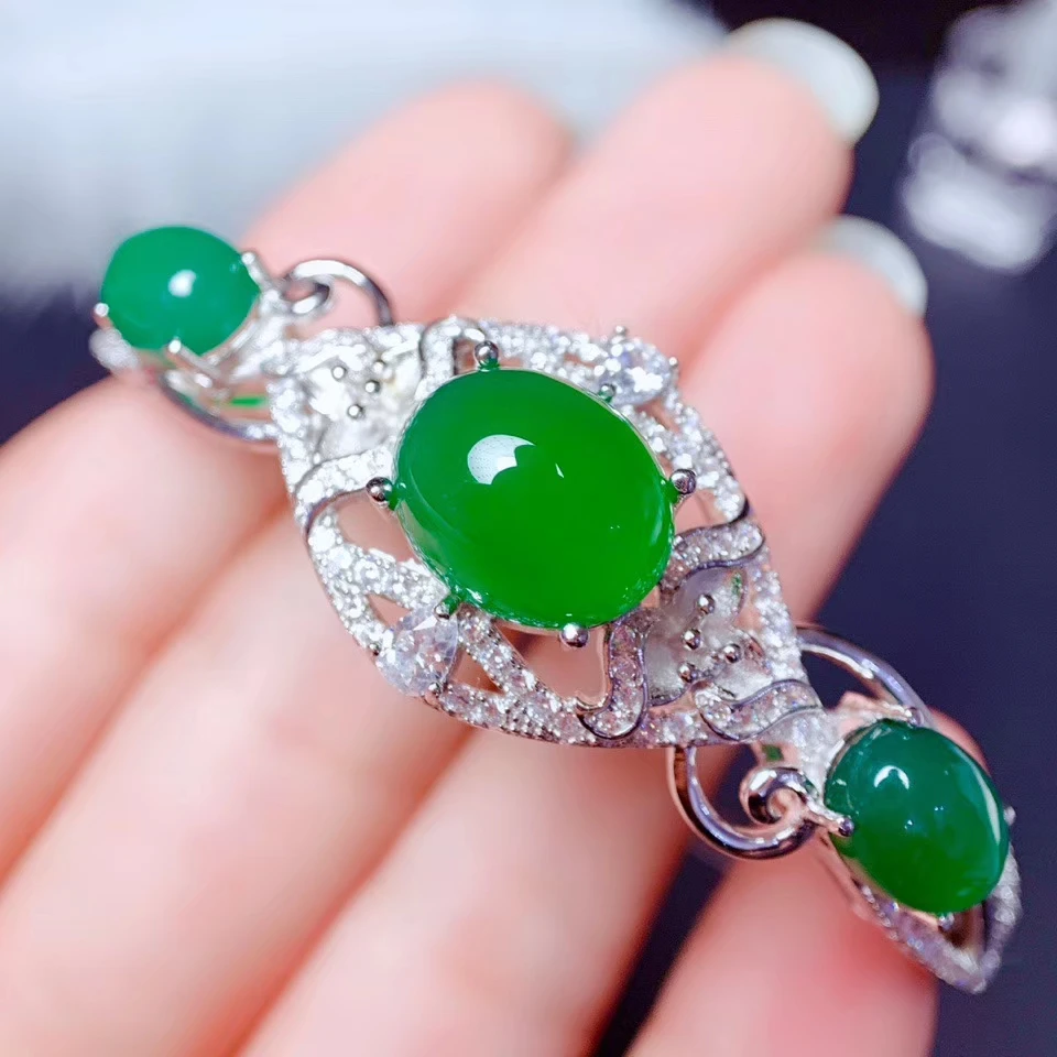 KJJEAXCMY fine jewelry natural Chrysoprase 925 sterling silver new women hand bracelet wristband support test luxury