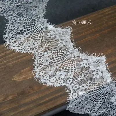 30 m/lote cílios tecido de renda 9cm diy decorativa alta qualidade macio fora branco náilon cílios guarnição do laço vestido casamento tecido