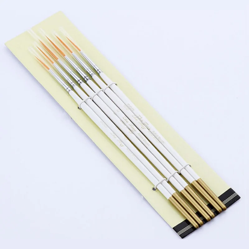 6Pcs Long/Short Hook Line Pen Paint Brush Round Nylon Hair Nail Art Line Drawing Pen For Painting Art Supplies