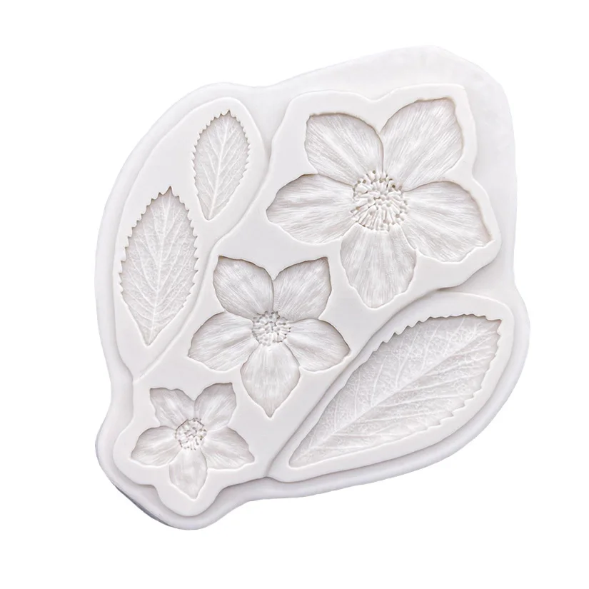 Strawberry Leaf Flower Silicone Cake Baking Mold Sugarcraft Chocolate Cupcake Baking Mould Resin Fondant Cake Decorating Tools