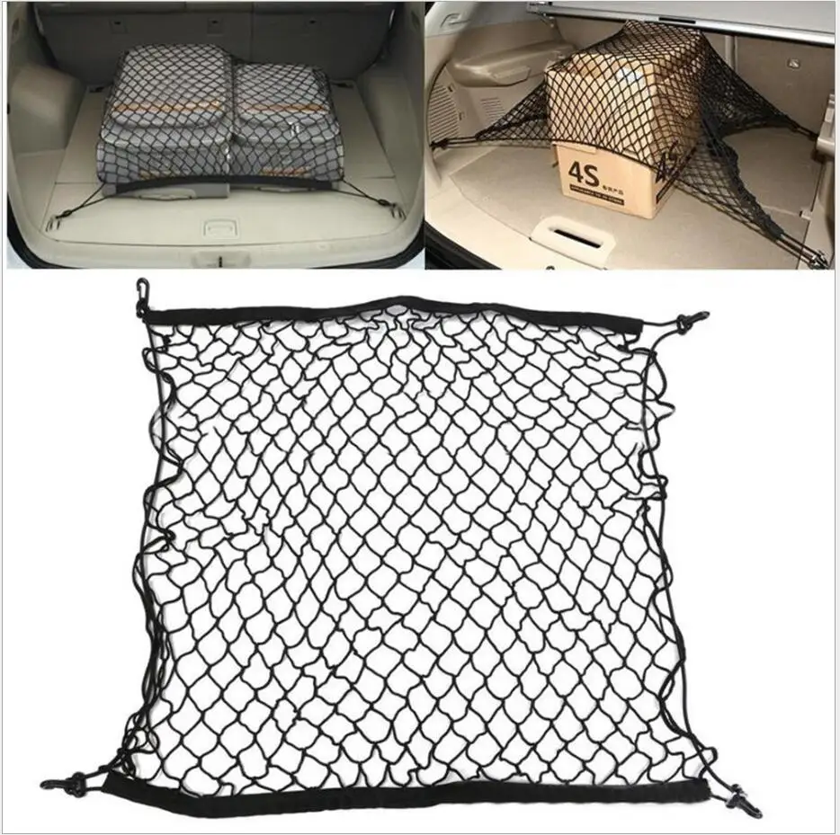 

110x60cm Car Trunk Mesh Organizer Luggage Stuff Goods Fix Net Storage Holder Universal Auto Truck Cargo Bag with Hook