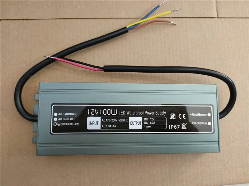 12V 24V 100W Constant Voltage LED Driver 24V 100W Power Supply DC12V,AC90-130V/AC180-250V Input,Waterproof IP67