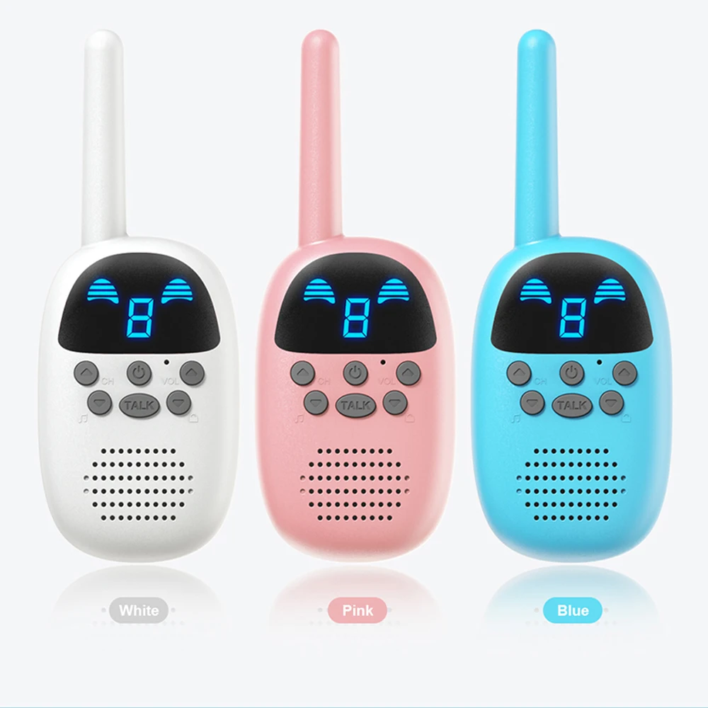 Mini Portable Toy Walkie Talkie with 2 Way Radio Reach Max 3Km & Adjustable Band Channel Scan Game Interctoion 3 Colors Options