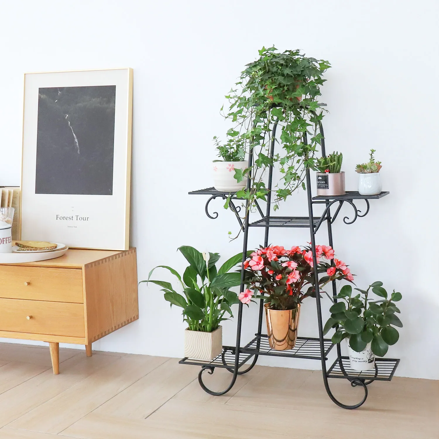 Large 7 Tier Plant Stands Indoor Metal Plant Shelf Stand Outdoor Multilayer Potted Planters Display Rack Patio Garden