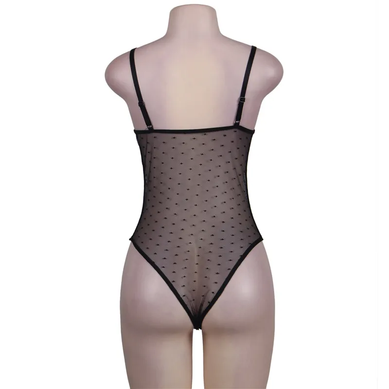 Comeondear Sexy Bodysuit Sleeveless Embroidery Deep V Neck Body suit Lingerie Pornos Catsuit Lace Teddy Bodysuit Jumpsuits