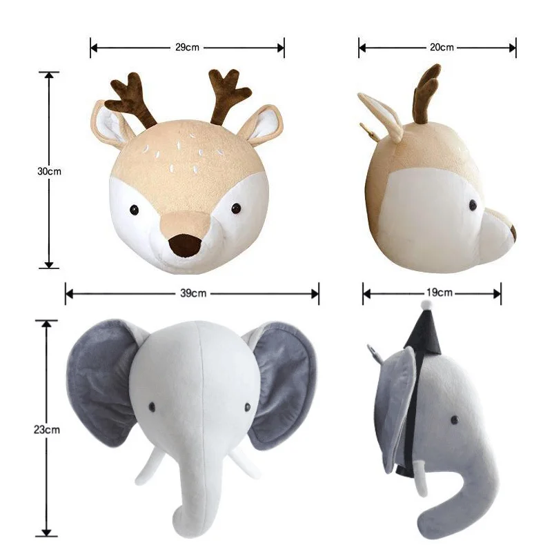 Elephant Unicorn Bear 3D Animal Head Wall Hanging Children Kids Nursery Room Wall Home Decoration Nordic Aesthetic Home Decor