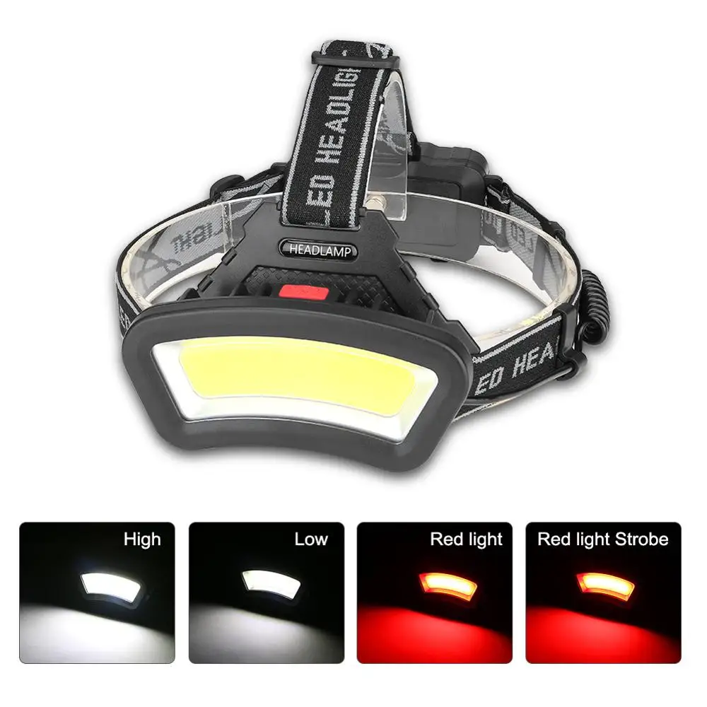 cob led headlamp USB Rechargeable red white light Fishing headlight Hunting 18650 head lamp Camping head light Flashlight Torch