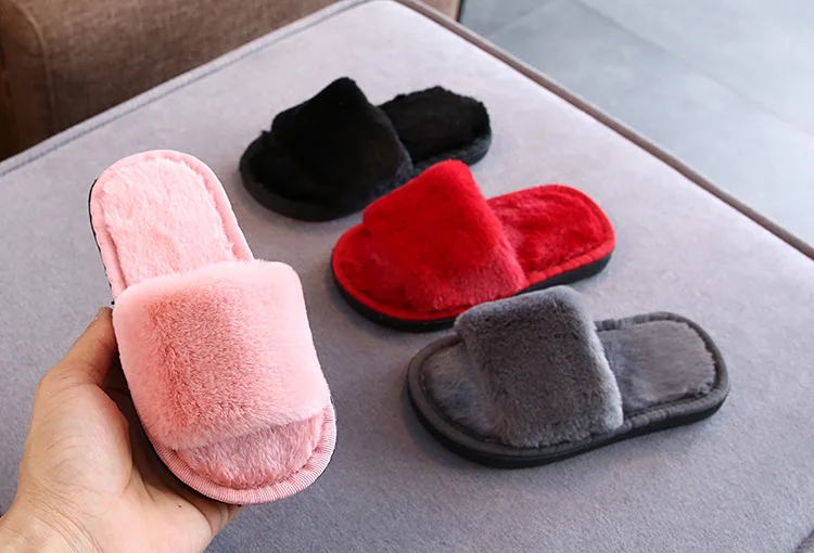 Shorha 2019 winter new children's cotton slippers girls warm home indoor slippers boys dragging shoes