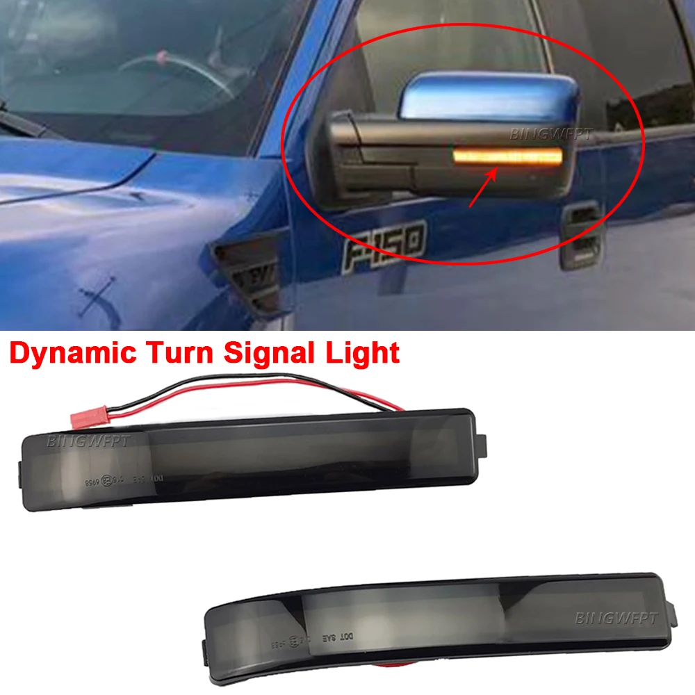 Luzes laterais dinâmicas do sinal da volta do espelho do diodo emissor de luz para ford f150 F-150 2009-2014 svt raptor 2010-2014 indicador sequencial do pisca-pisca da lâmpada