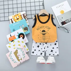 Summer Children's Vest Set Pure Cotton Baby Sleeveless Vest 2-piece Clothes Boy's Clothing Set Baby Toddler Clothing For Boy