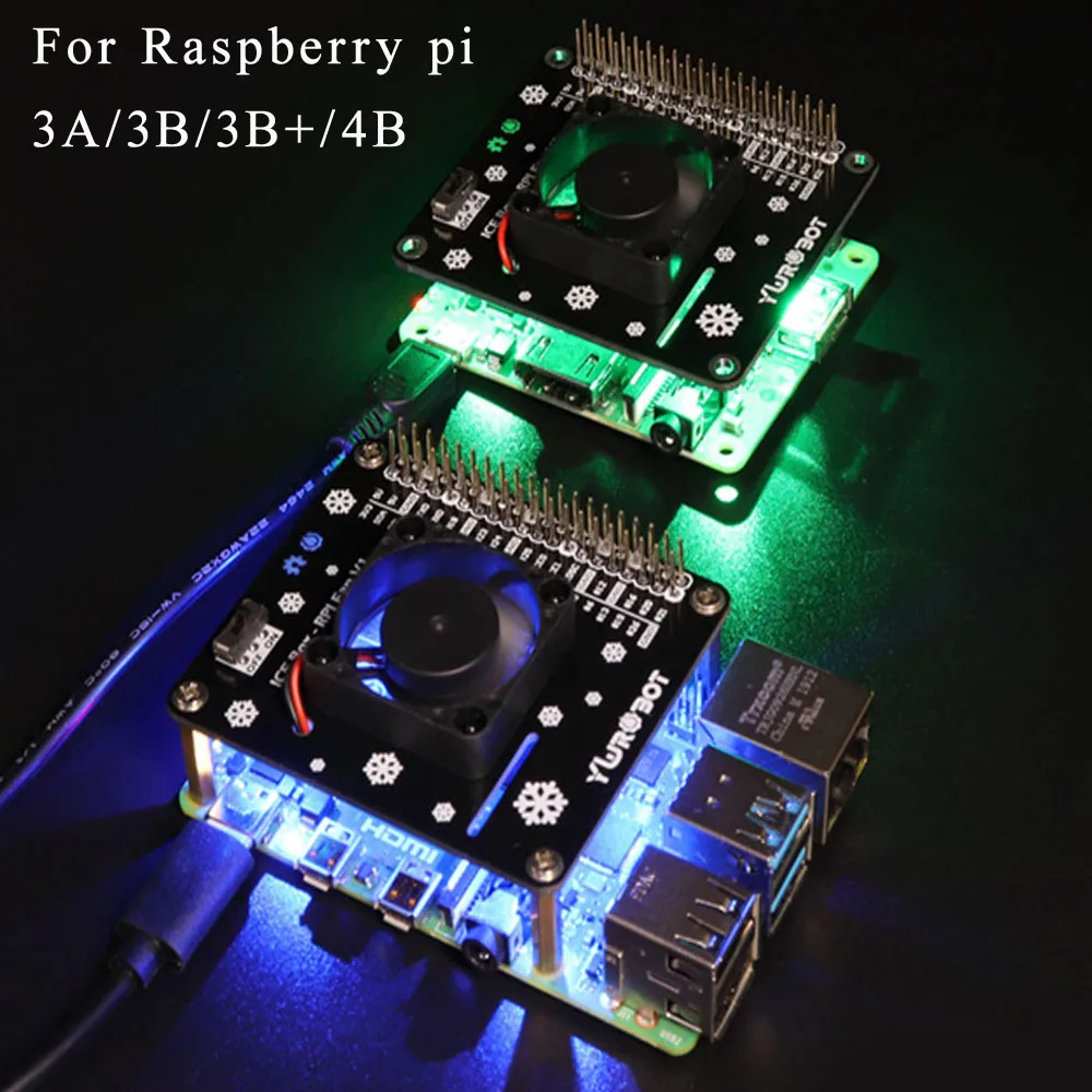 

Raspberry Pi 4B heat sink fan compatible 3B+GPIO expansion board LED light for Raspberry pi 3B/3B+/4B