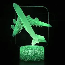 3D Illusion Plane Night Light Air Plane Lamp Kids Bedroom Decoration Lamp Creative Gifts For Birthday Christmas