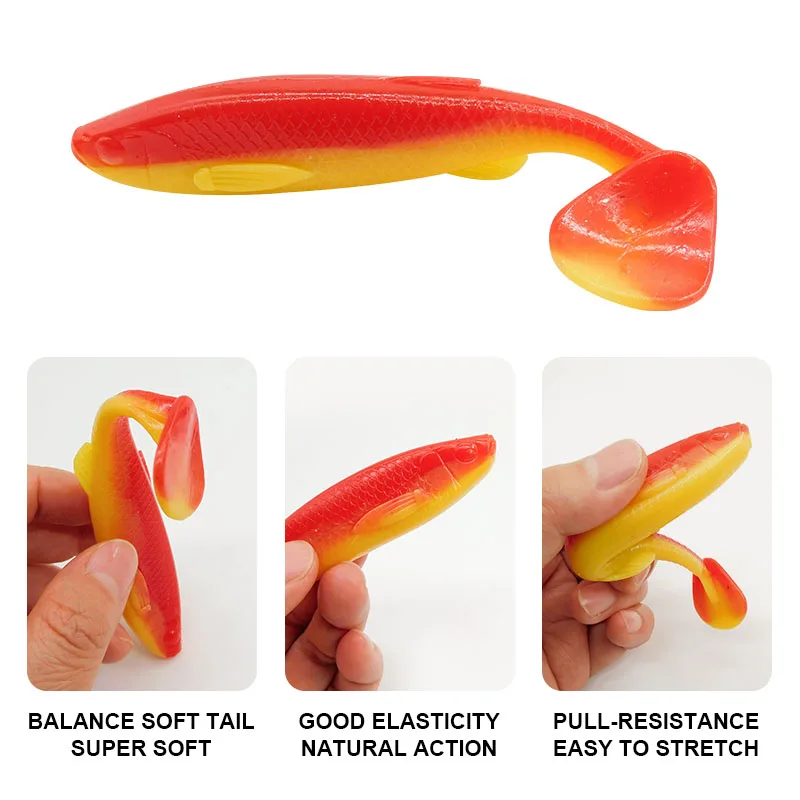 ESFISHING nowa miękka przynęta Shad ponury ogon łopatki 125mm 20g 4 sztuk sztuczna przynęta dla Carp Fishing T Tail jigowanie przynęta