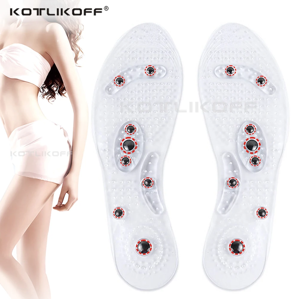 Magnetic Therapy Silicone Insoles Transparent Weight Loss Slimming Insole Massage Foot Care Shoe Pad Wholesale Dropshipping Sole