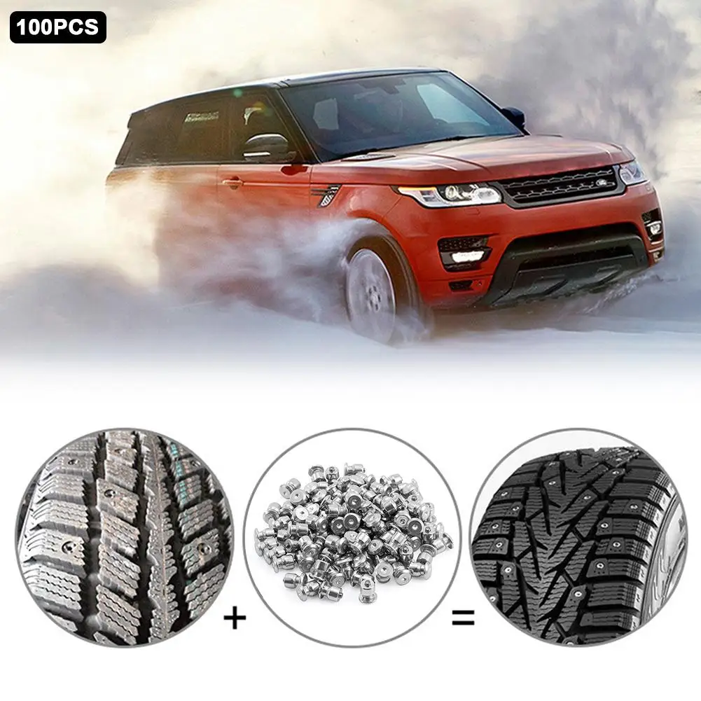 100pcs Aluminum Car Snow Tire Studs Tire Wear-resistant Anti-slip Nails Snow Spikes For Tire Winter Tire Studs Car Accessories