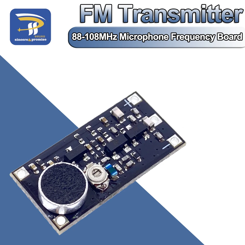 88-108MHz FM Transmitter Wireless Microphone Surveillance Frequency Board Module DC 2V-9V For Arduino Adjustable Capacitor