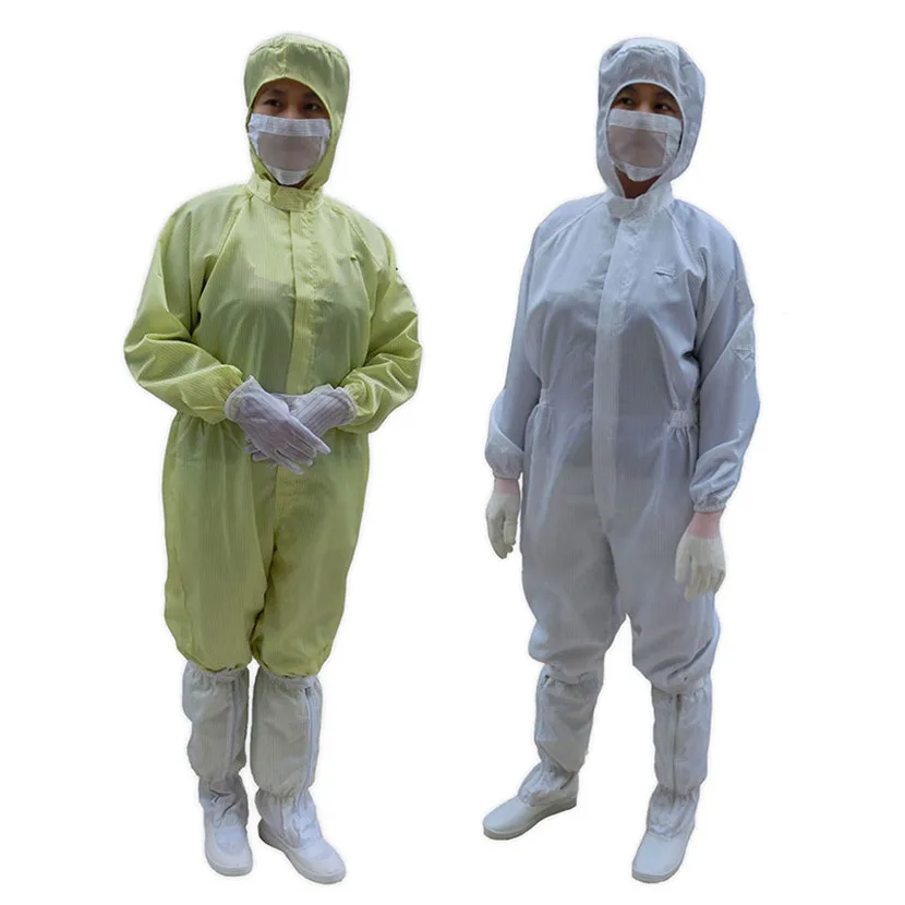 Anti Static Clothing Clean Room Dustproof Jumpsuit Garment Can Permanent Cleaning 100% Polyester Filament Conductive Fibre S~4XL