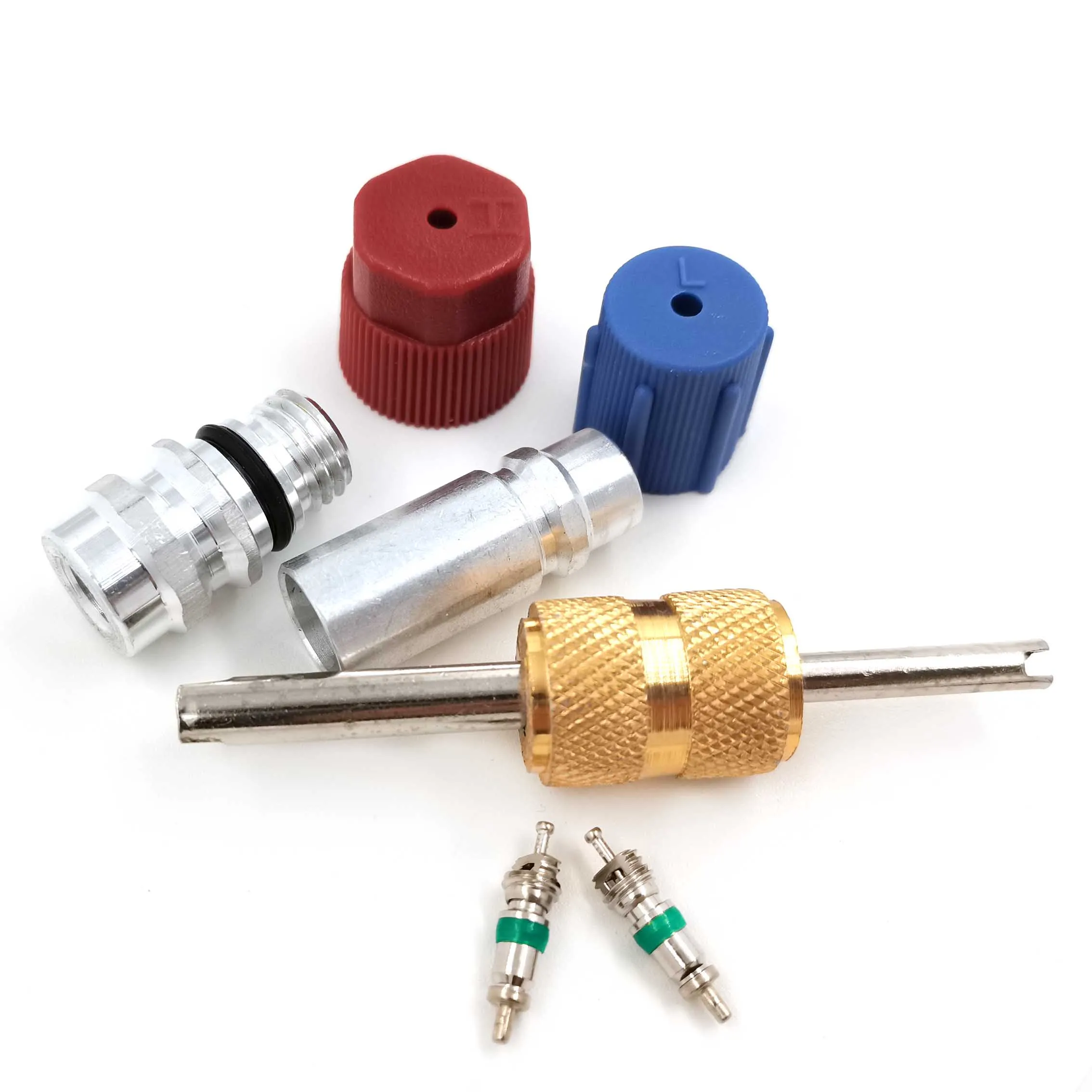

High/Low Side A/C Service Charge Port Ball Valve Cores With Caps Auto Air Conditioner System Repair Accessory For GM VW