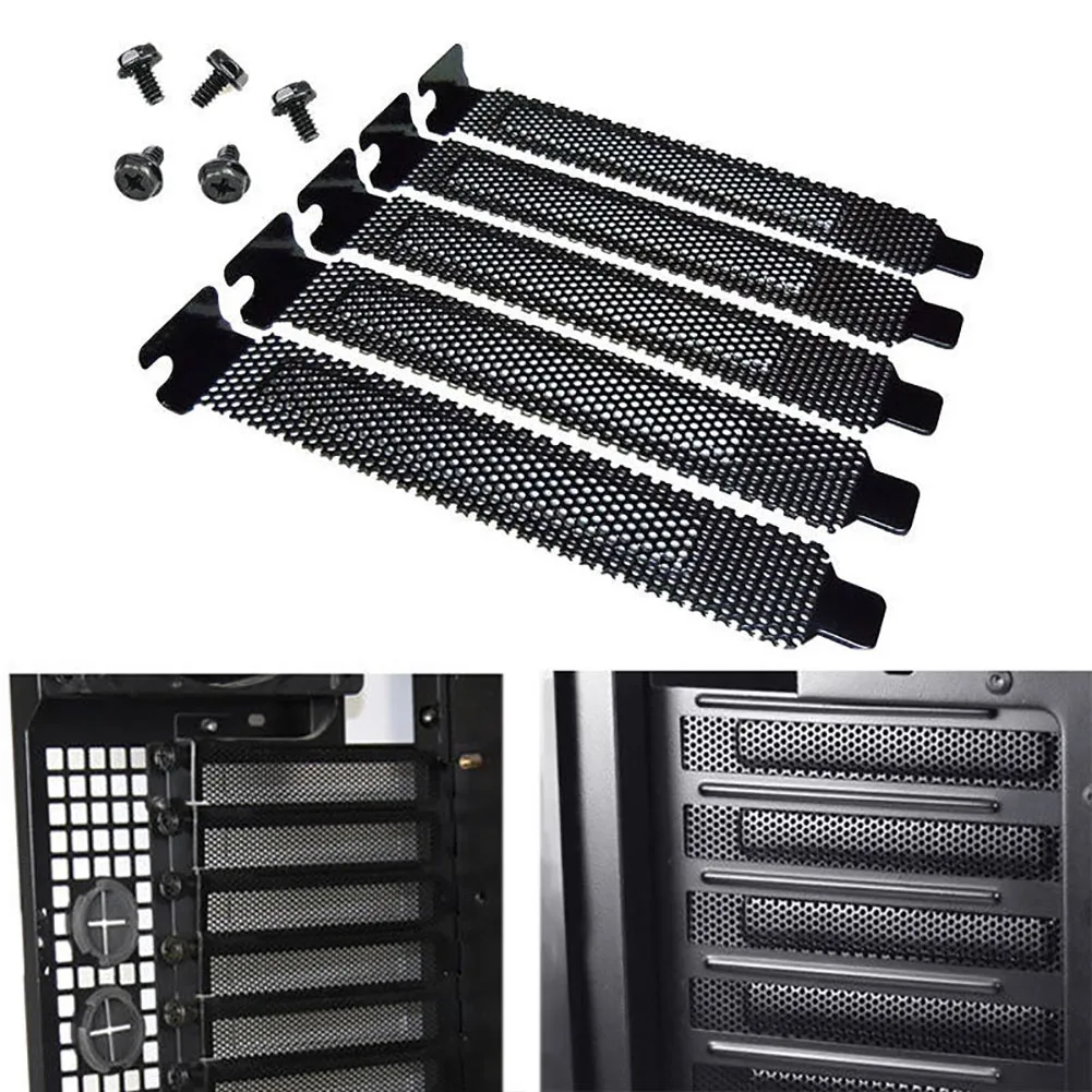 5/10pcs 12mm PCI Chassis Slot Cover Bracket Dust Filter With Screw Blanking Plate Board Cooling Fan Ventilation PC Computer Case