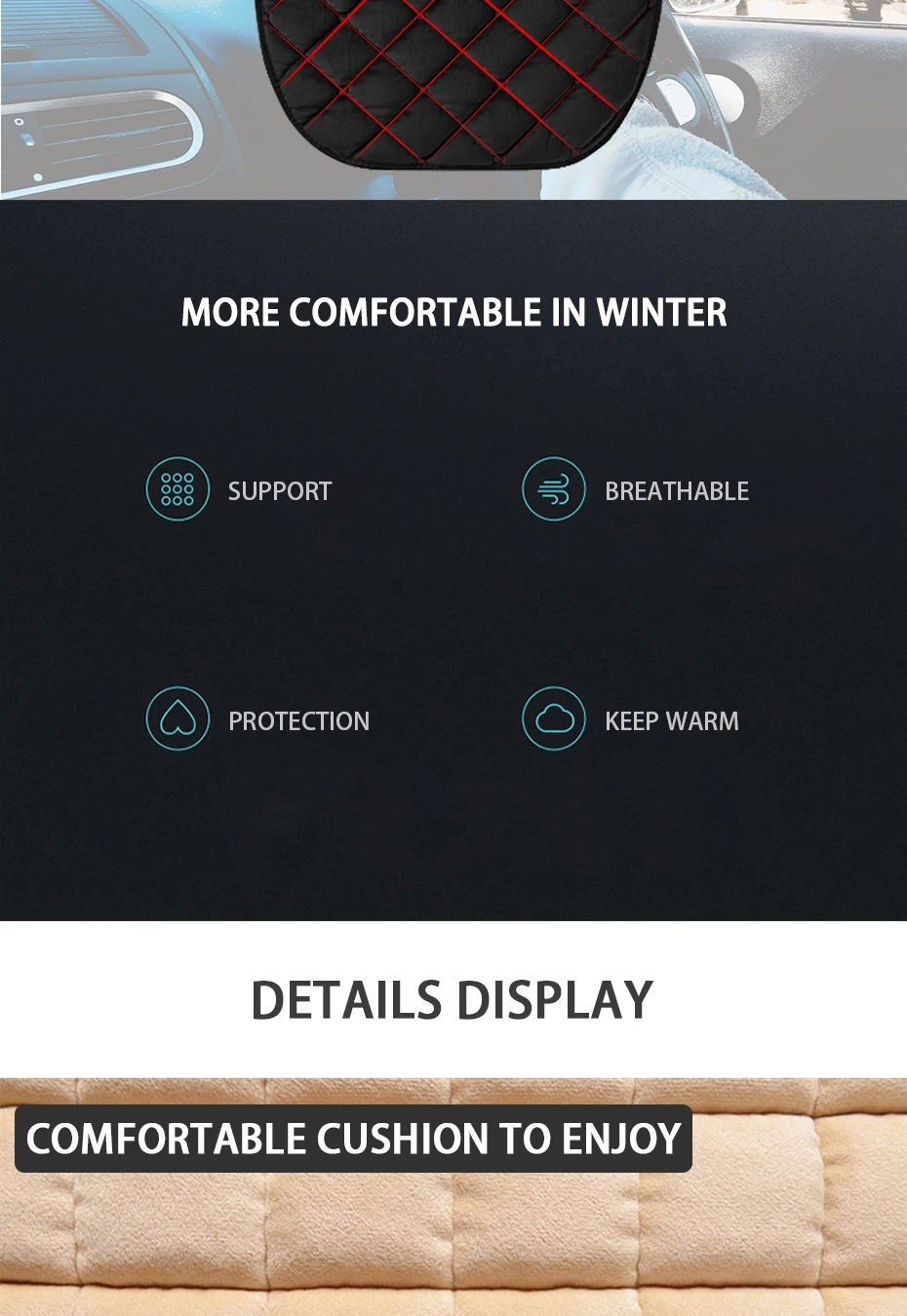 SEAMETAL Autositzbezug Winter Warme Sitzbezüge Universal Interior Auto Sitzkissen Schutzmatten 5-Sitzer Autozubehör – Detail 7