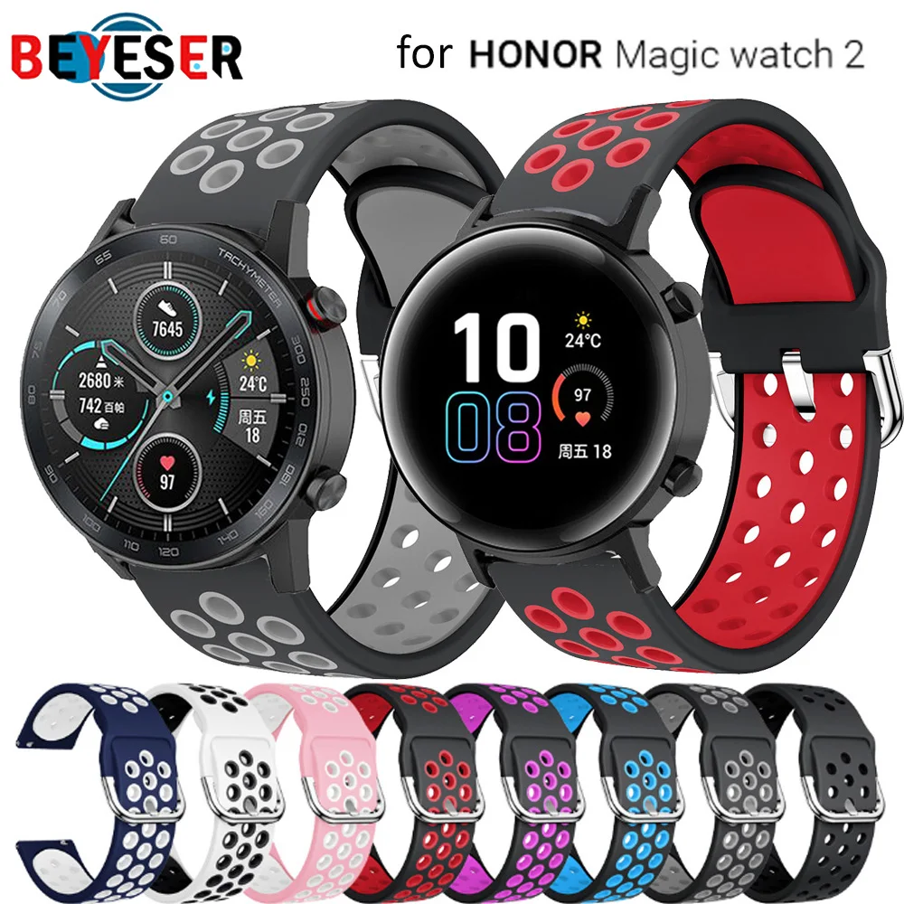 For Honor Magic Watch 2 42mm 46mm Band Silicone Watchbands 20mm 22mm Watch Band Bracelet For Huawei Watch GT 2 ремешок Pulseira