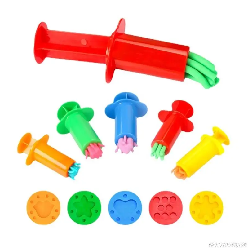 5 Pieces/Set Dough Extruders Set Assorted Designs Novelty DIY Plasticine Squeeze Making Playdoh Tool for Playing N09 21 Dropship