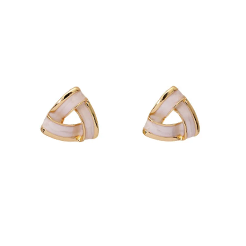 High Sense Triangle Geometry Drip Oil Fashion Elegant Earrings Female Retro Atmosphere Commute Wild Simple Short Earrings