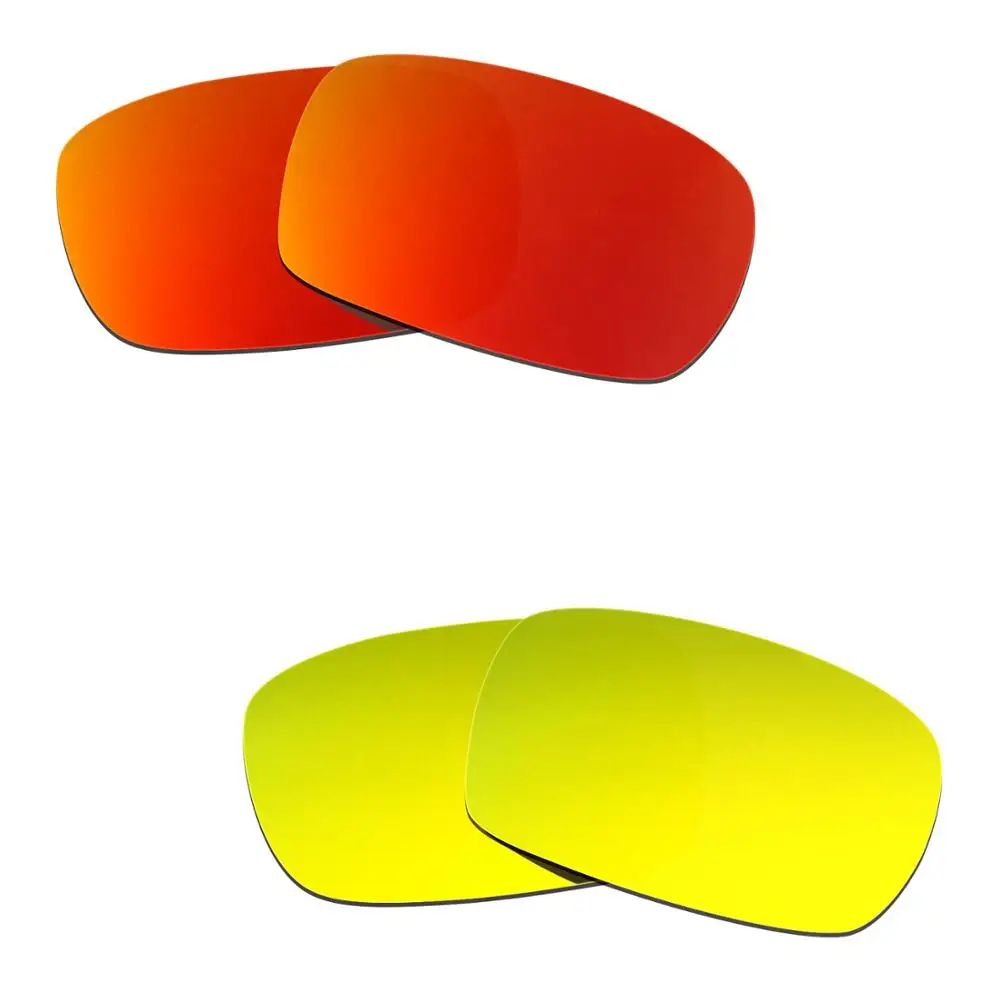 

Hkuco For Crankcase Sunglasses Polarized Replacement Lenses 2 Pairs - Red&Gold