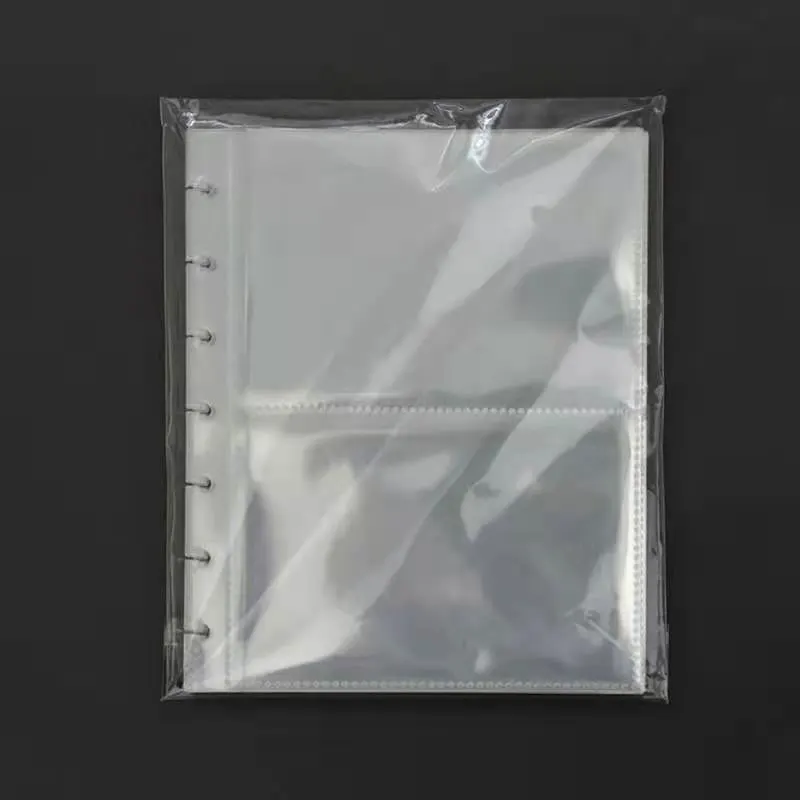 50pcs/Lot Inner Page Transparent Thickened PP 5/6/7/8 Inch Mushroom Hole Loose Leaf DIY Document Booklet Storage Bag Office Acce