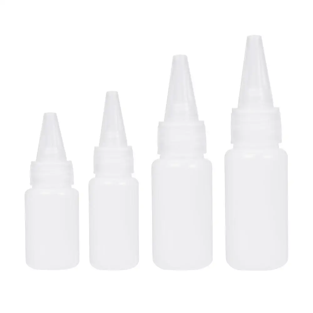 Vidalı kapaklı 10ML/20ML/30ML/50ML boş PE plastik tutkal şişeleri baharat çözeltisi sıkmak sıvı mürekkep yağ damlalıklı şişeler