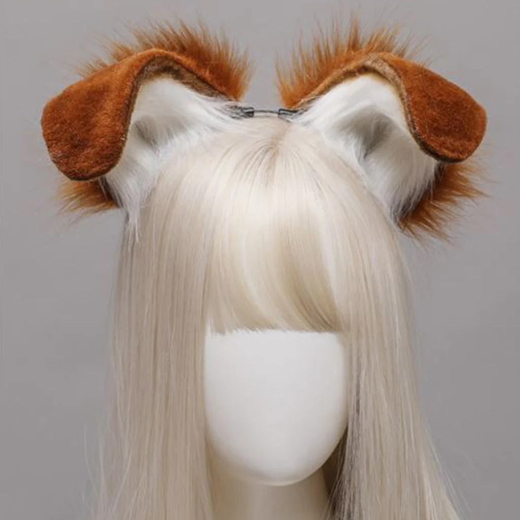 a mano de felpa con orejas de perro y manchas de animales peludos para mujer, diadema de Anime para Halloween, accesorios de Cosplay de Navidad