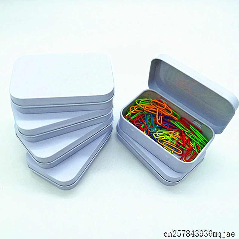 

100 Pcs Hinge Tin Boxes Rectangle Gift Box White Sealing Plain Tin Box 95x60x21mm