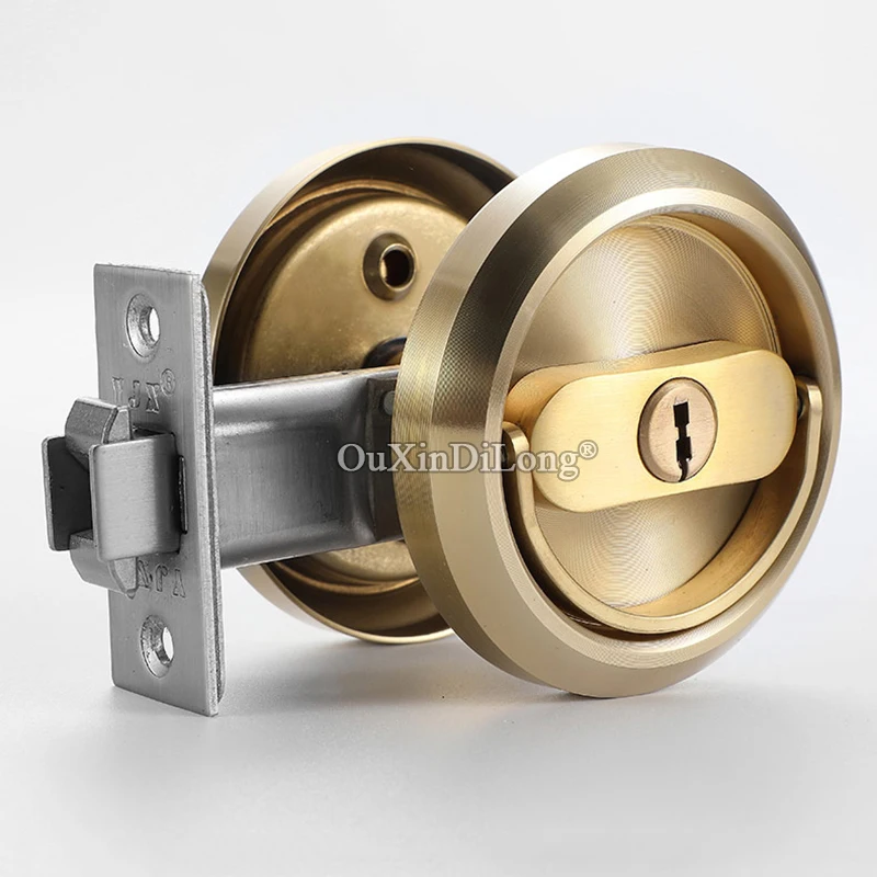 Durable 304 Stainless Steel Invisible Hidden Pull Ring Cup Handle Door Lock Universal Interior Sliding Door Hook Lock Set