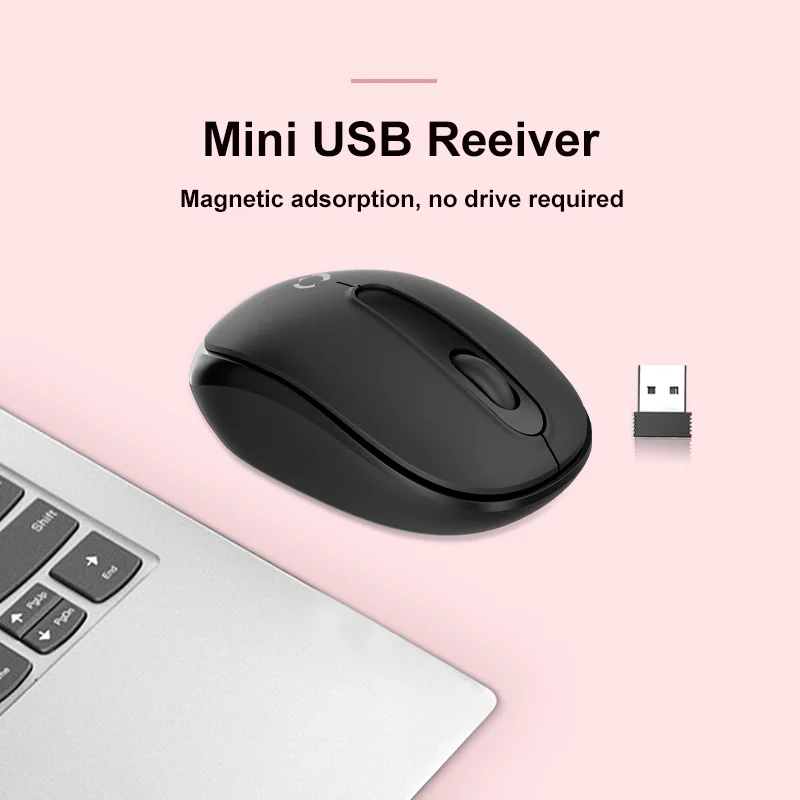 CHUYI Mouse Nirkabel Ultraringan 2.4G Mini Ramping Mause Diam Ergonomis Komputer Portabel USB Tikus untuk Rumah Kantor Desktop Notebook
