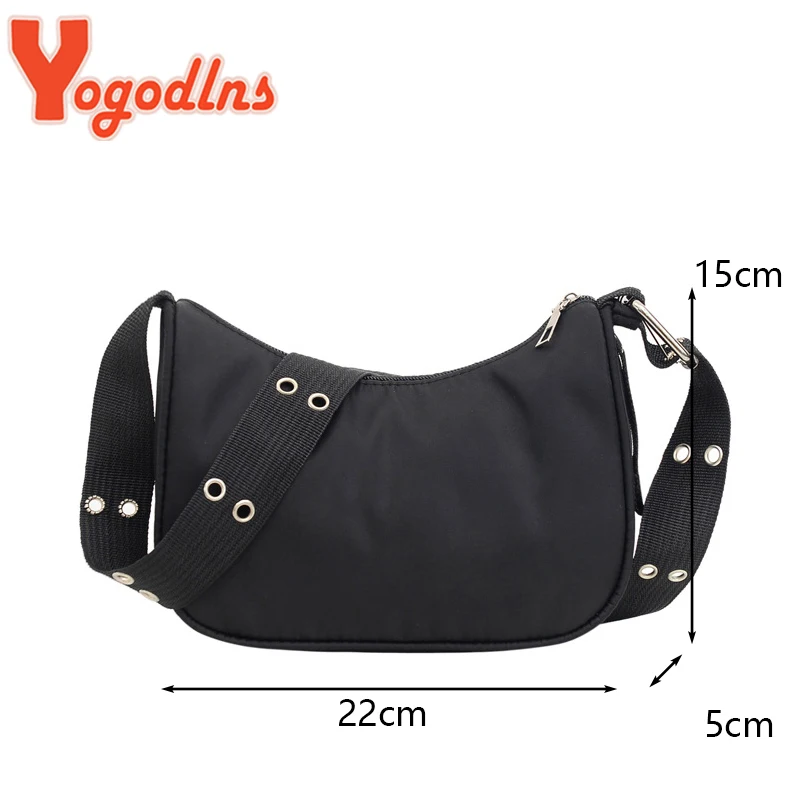 Yogodlns Trendy Nylon Shoulder Bag For Women Vintage Crossbody Bags Female Street Messenger Handbag and Purse Travel Simple Tote