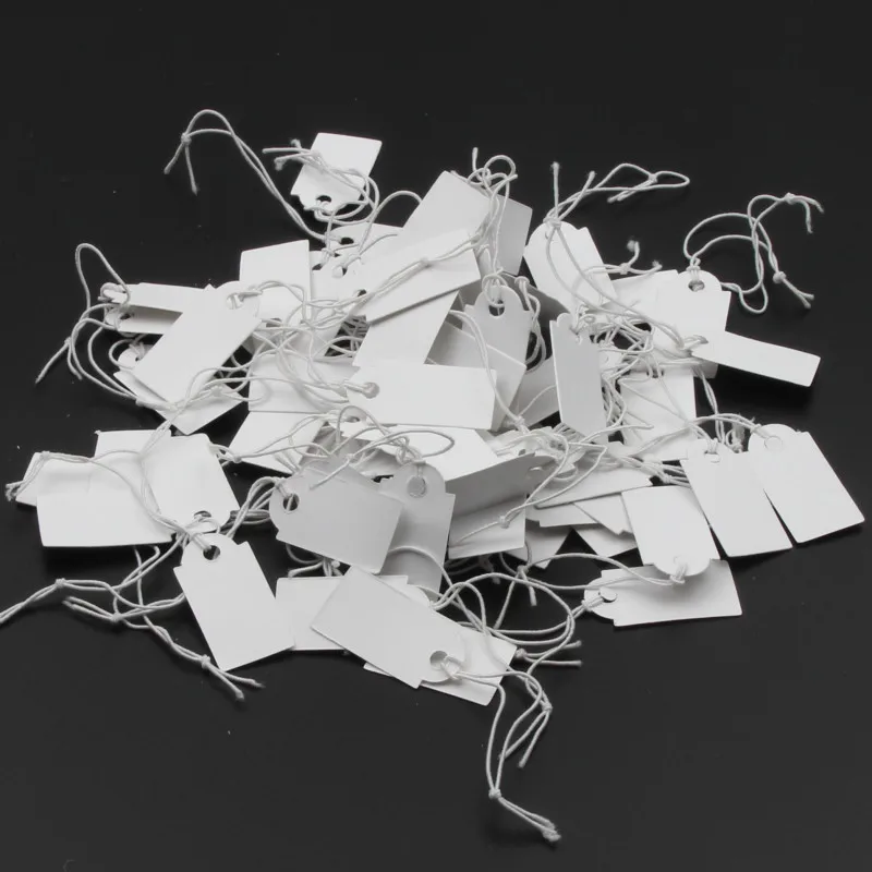 Wholesale 100pcs/lot Trend Rectangular Paper Price Tag White Blank String Jewelry Price Display Cards Promotion Label For Sales