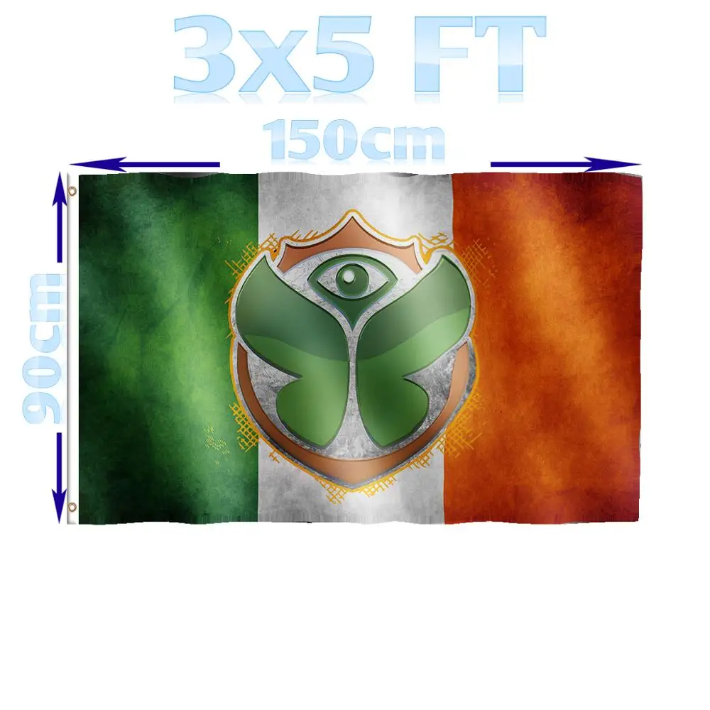 

BENFACTORY Store 3x5 Ft Single Layer 100D Polyester Brass Grommets Symbol Of TomorrowLand Irish Flag