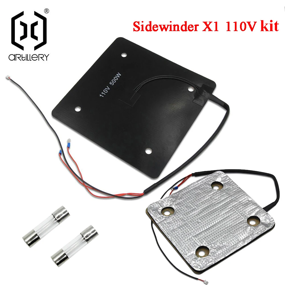 Kit fusibili in cotone per riscaldamento a letto caldo per stampante 3D artiglieria Sidewinder SW-X1 e Genius 110V 220V, autoadesivo, moldin integrato