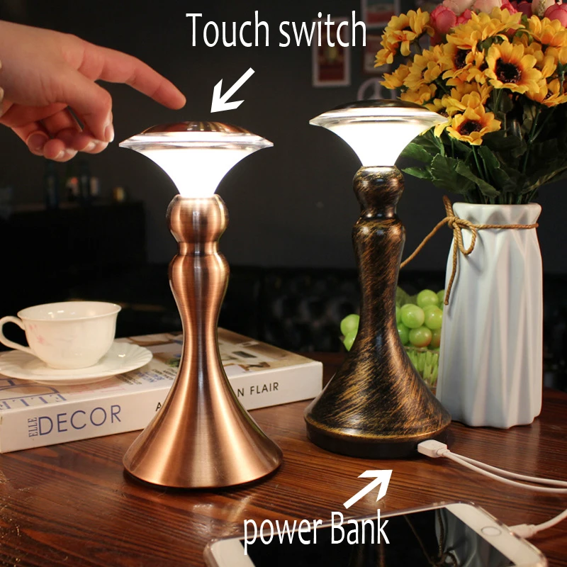 Touch Sensor Table Lamp Modern Led Bar Restaurant Simple Table Lamp Metal Desk Lamp Dimmable Art Deco Chargeable USB Night Light