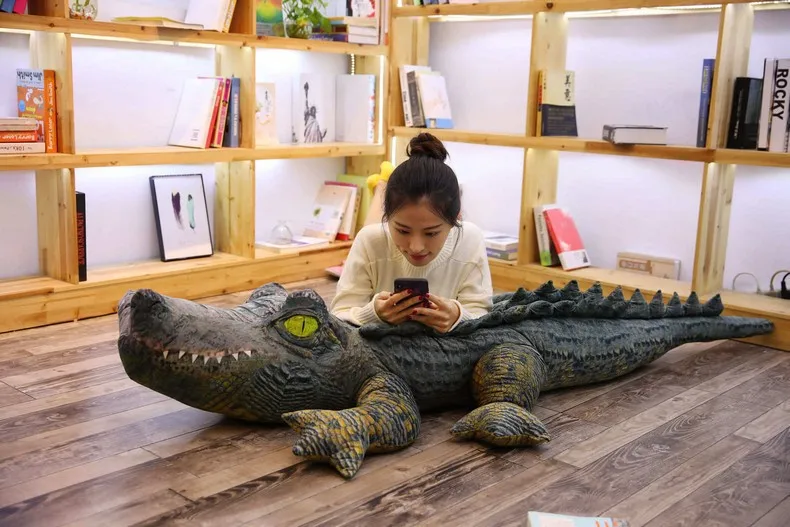 big plush simulation crocodile toy stuffed close-mouth crocodile pillow birthday gift about 160cm