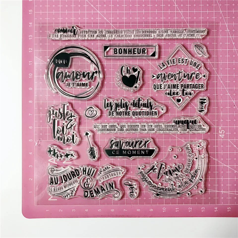 French Words Transparent Clear Stamps Seal For DIY Scrapbooking Sentiment Rubber Stamp Photo Album Card Making