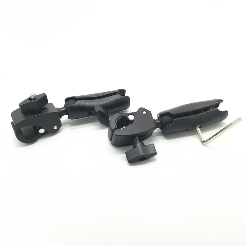 Morsetto per artiglio manubrio per moto Base per montaggio su guida per bici con braccio a doppia presa a sfera in gomma da 1 pollice per Gopro SLR