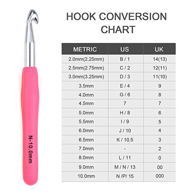 KOKNIT 1 Piece Crochet Hook 2mm(B)-10mm(N) Ergonomic Extra Long Crochet Needles Yarn Weave Knitting Needles Hooks for Any Yarns