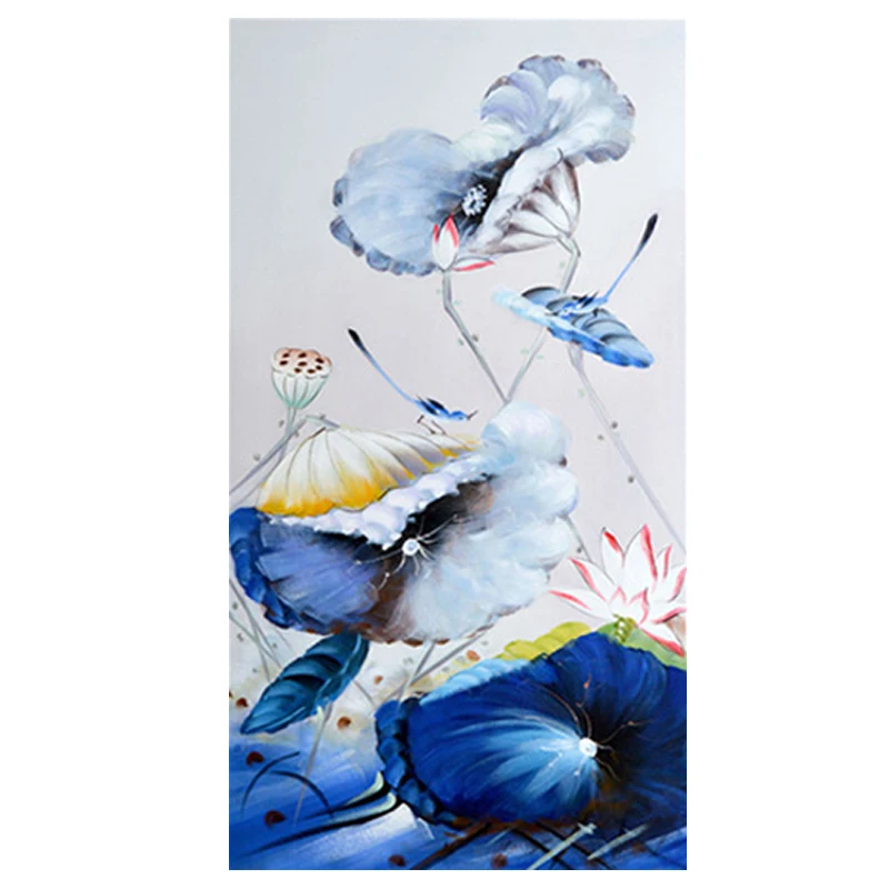 

5D Diamond Painting, Full Embroidery, Blue Ink Lotus, Vertical Diamond Painting, Cross Stitch, 3D, Decoration, Gift, DIY