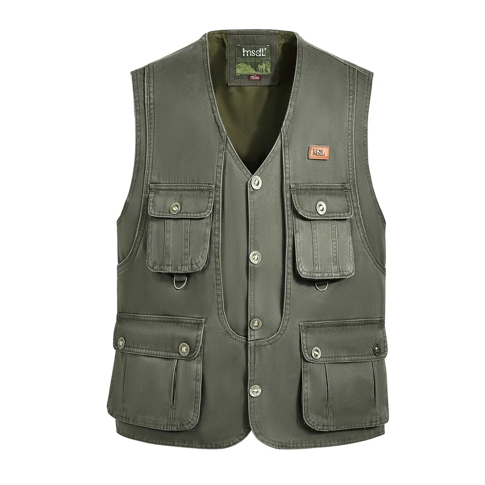 New spring and autumn models men\'s multi-pocket vest men outdoor fishing photography canvas waistcoat plus size S-4XL