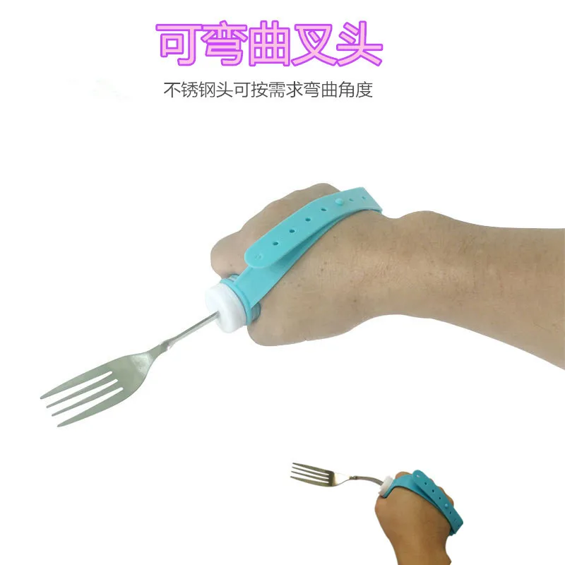 Food Aid Fork For The Disabled Elderly Flexible 304 Stainless Steel Self-Service Fork Health Care