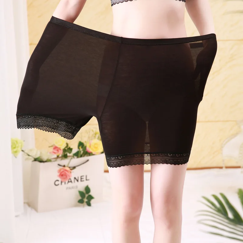 Frauen Nahtlose Unterwäsche Weiche Baumwolle Sicherheits Kurze Hosen Weibliche Sexy Spitze Schwarz Boxer frauen Plus Größe Boyshort Höschen