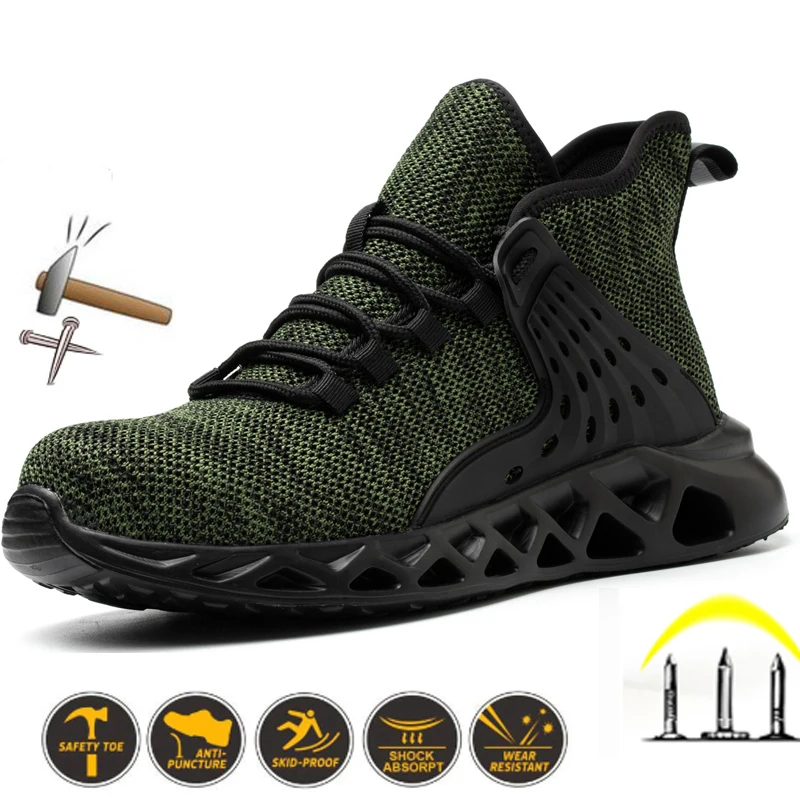 2021 Men Safety Shoes Metal Toe Indestructible Ryder Shoe Work Boots with Steel Toe Waterproof Breathable Sneakers Work Shoes