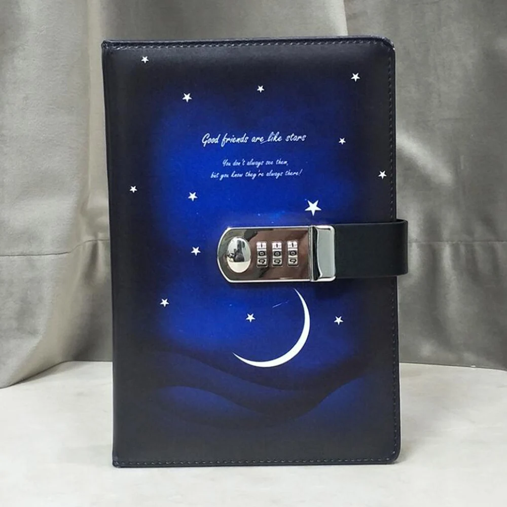 Password Lock Notebook Van Gogh Starry Apricot Blossom Diary Notebook 260 Pages Students Secretly Diary Hand Ledger As Kids gift